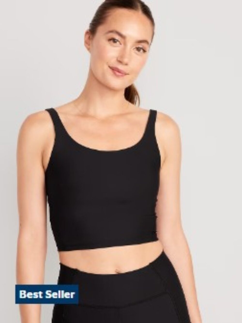 Old Navy Longline Powersoft Sports Bra, 3x, black